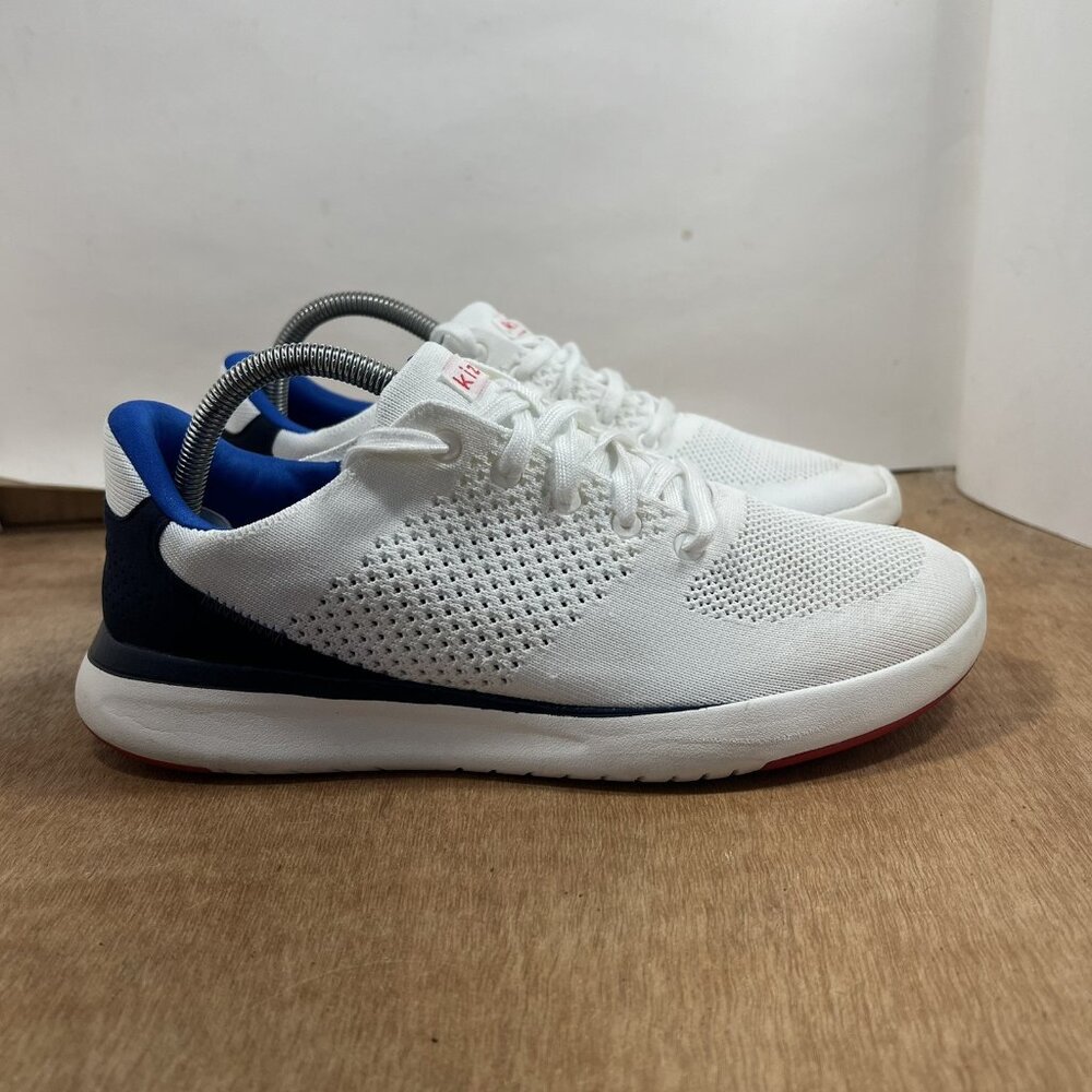 Kizik Lima Men Size 9 Wide White Blue Hands Free Slip On Sneaker Shoes